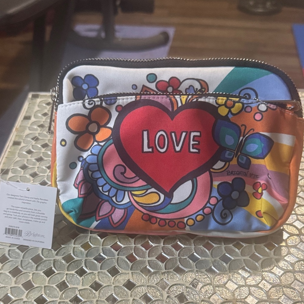 Brand New!! Brighton Multicolor Love Print Cosmetic Bag
